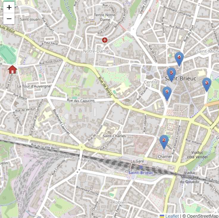 Carte du parcours à Saint-Brieuc